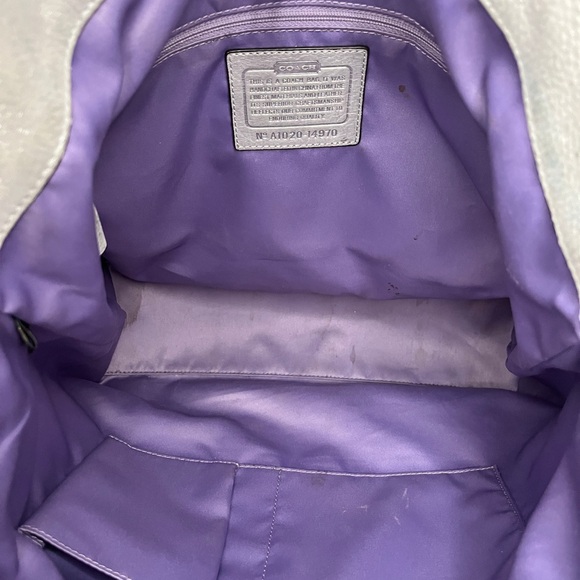 Coach Y2K OP Art Julia Purple, Yellow & Grey & Silver Leather Tote Shoulder Bag - Picture 5 of 7